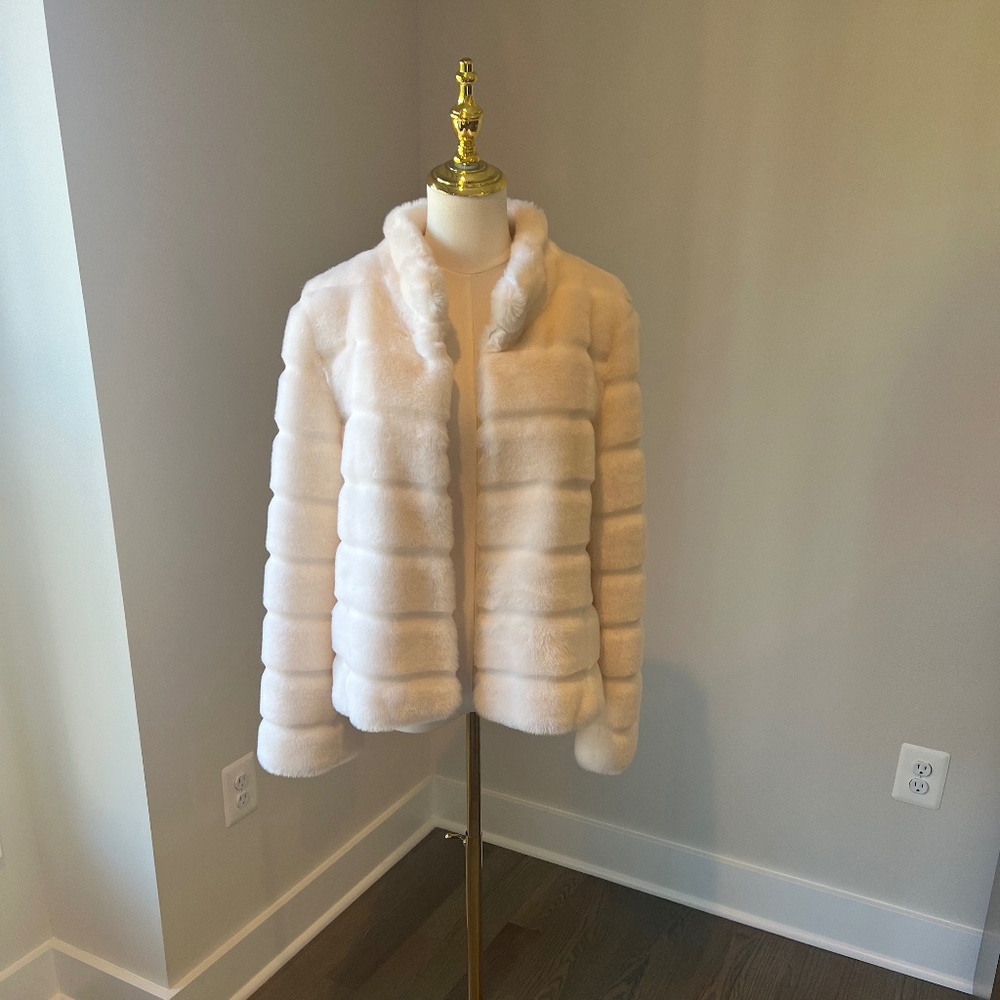 Faux Fur Jacket - white (light cream) -- size medium